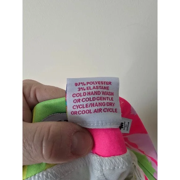 Gretchen Scott Tropical Print Pull On Skirt Women Size Medium Neon Pink Green - Picture 9 of 10